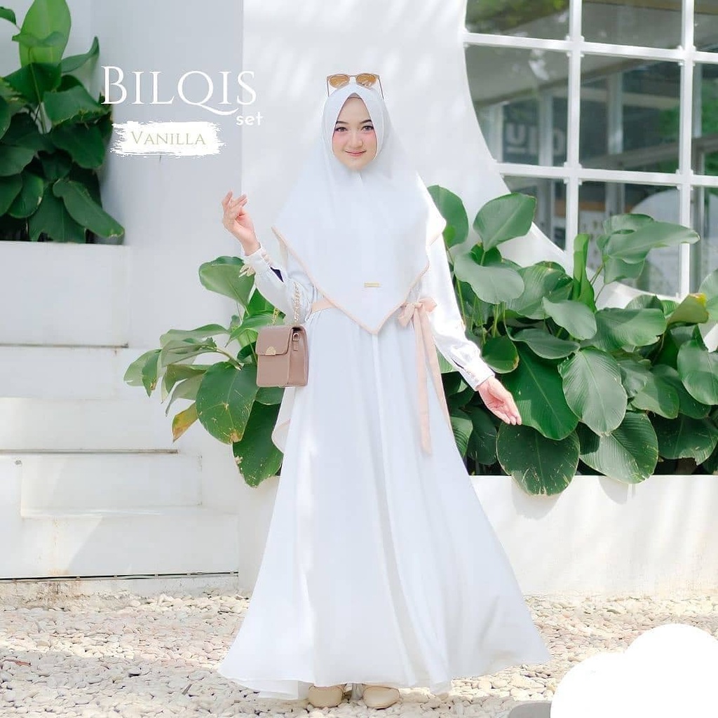 BILQIS SET SYARI CB MOSSCRAPE PREMIUM MIX RENDA DAPAT GAMIS + HIJAB/KHIMAR BAJU  DRES WANITA TERBARU KEKINIAN SIMPLE DAN ELEGAN BAJU SYARI TERBARU 2022