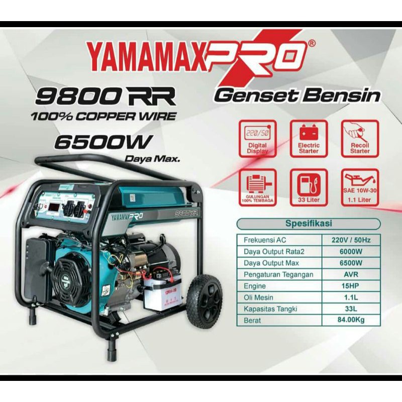 YAMAMAX PRO 9800RR Genset 6500watt korea technology tembaga