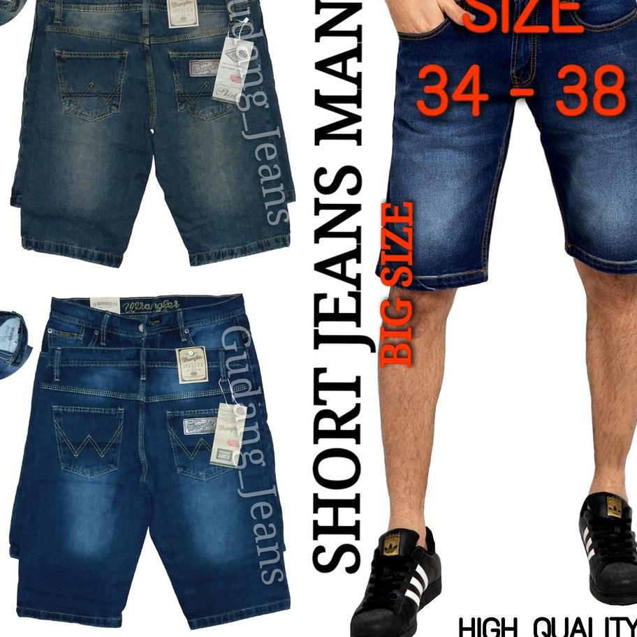 PRIKITIEW Celana  Jeans  Wrangler Pendek  Bigsize Pria  