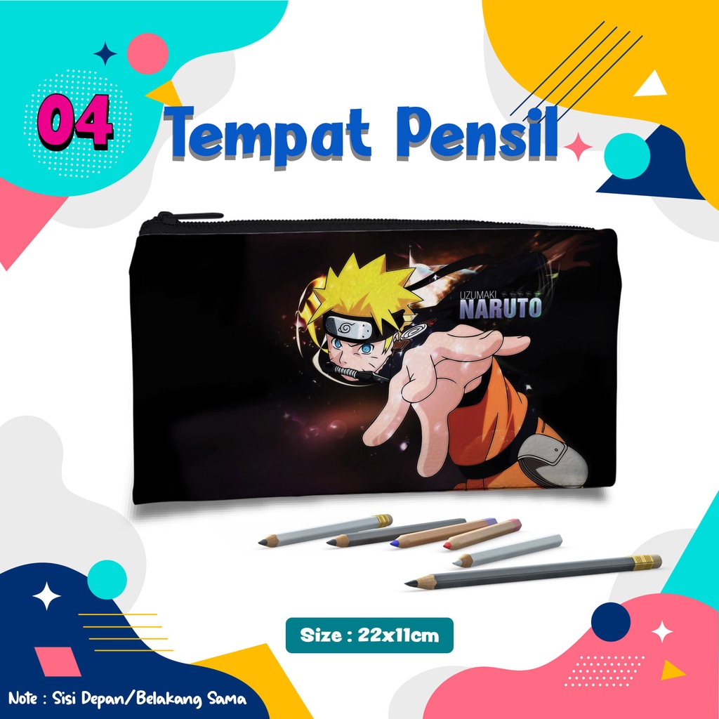 Tempat Pensil Case Motif Gambar Anime Naruto