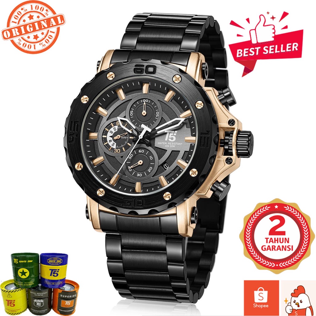 [JAM TANGAN PRIA WANITA | RANTAI | KULIT | KARET | MURAH |  100% ORIGINAL] T5 Jam tangan pria T*LIMA