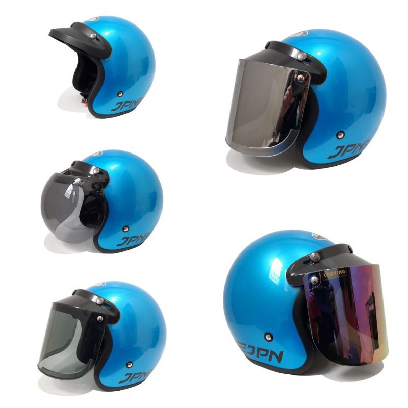 Helm Bogo Jpn Retro Biru Pepsi Metalik