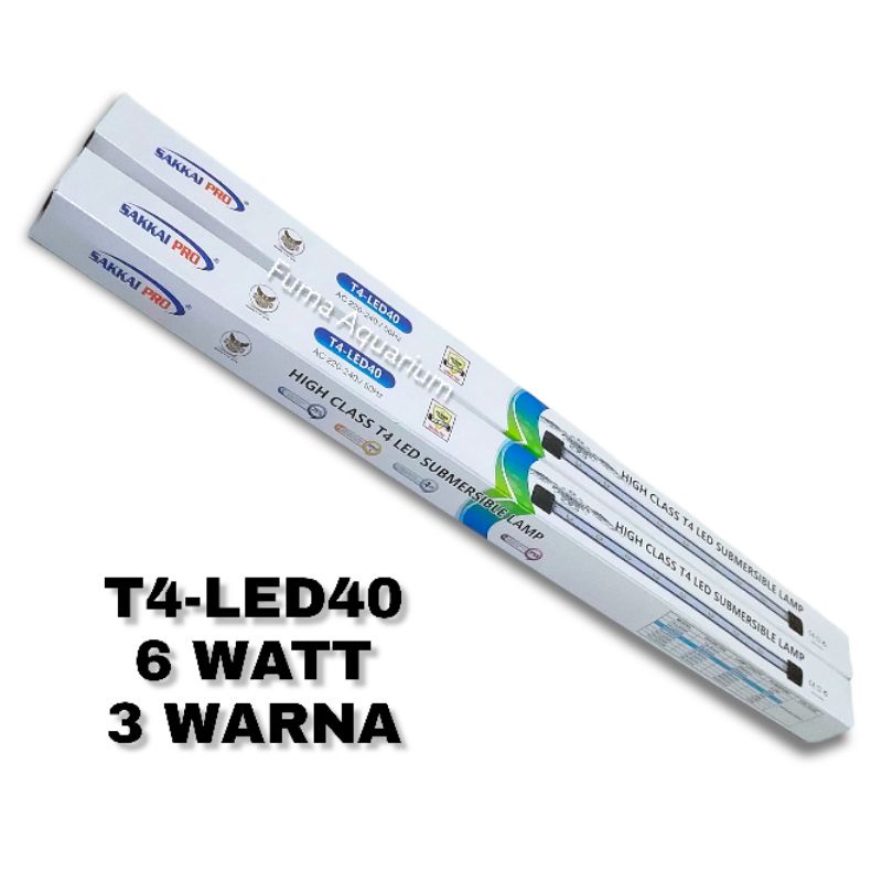 LAMPU CELUP AQUARIUM 40cm SAKKAI PRO T4-LED40 RGB/Pelangi 6 watt Akuarium Aquascape Submersible Lamp