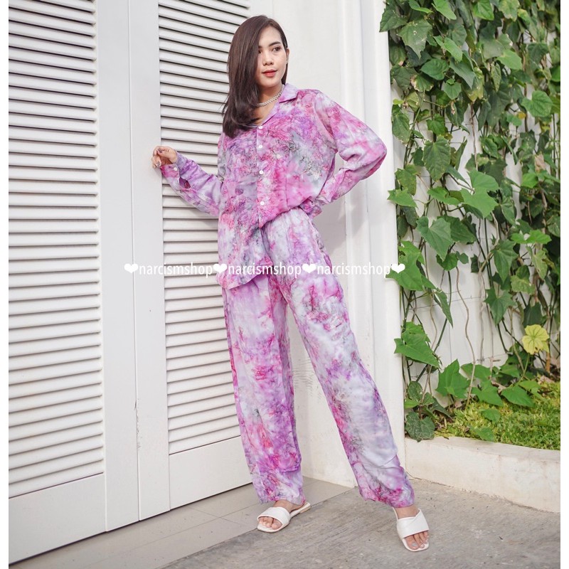 LONG TIE DYE SET PAJAMAS (PILIH MOTIF, GESER PICTNYA)