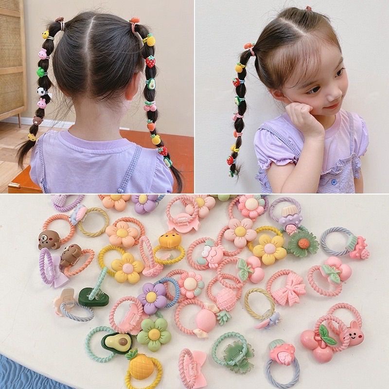 10pcs/set Ikat Rambut Anak Korea Karakter 3d Lucu / Karet Rambut Anak  Ikat Rambut Anak Korea 3D Set 10 pcs Karet Karakter Kartun Lucu  IKAT RAMBUT ANAK MINI + KARAKTER LUCU