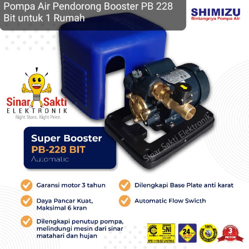 Shimizu Pompa Air Pendorong Booster PB 228 Bit Dorong 1 Rumah PB228 Otomatis Malang