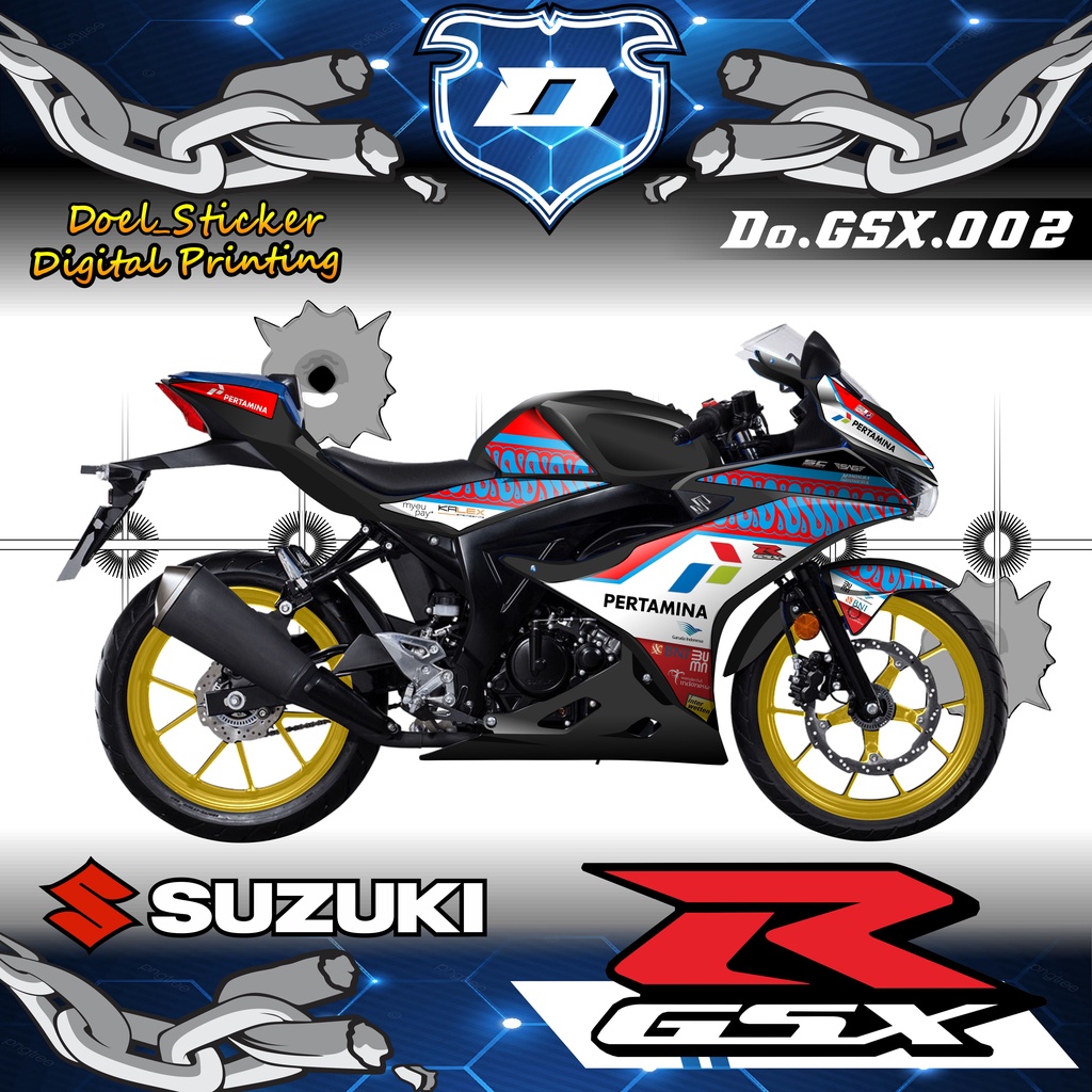 Striping SUZUKI GSX-R - Sticker Striping Variasi Motor SUZUKI GSX-R Motif Mandalika Racing Team 002