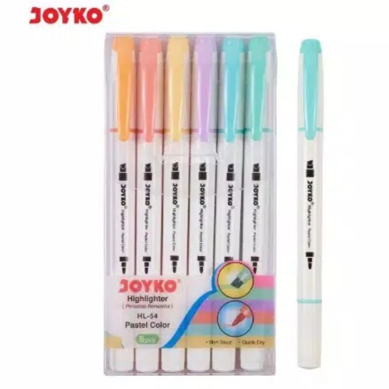 

Highlighter/Textliner 2 In 1 HL-54 Joyko Spidol 6 Warna Pastel Colour