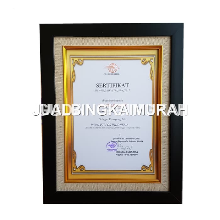 Bingkai A4 (21x30) 11R Hitam Linen| Frame Foto | Sertifikat | Pigura
