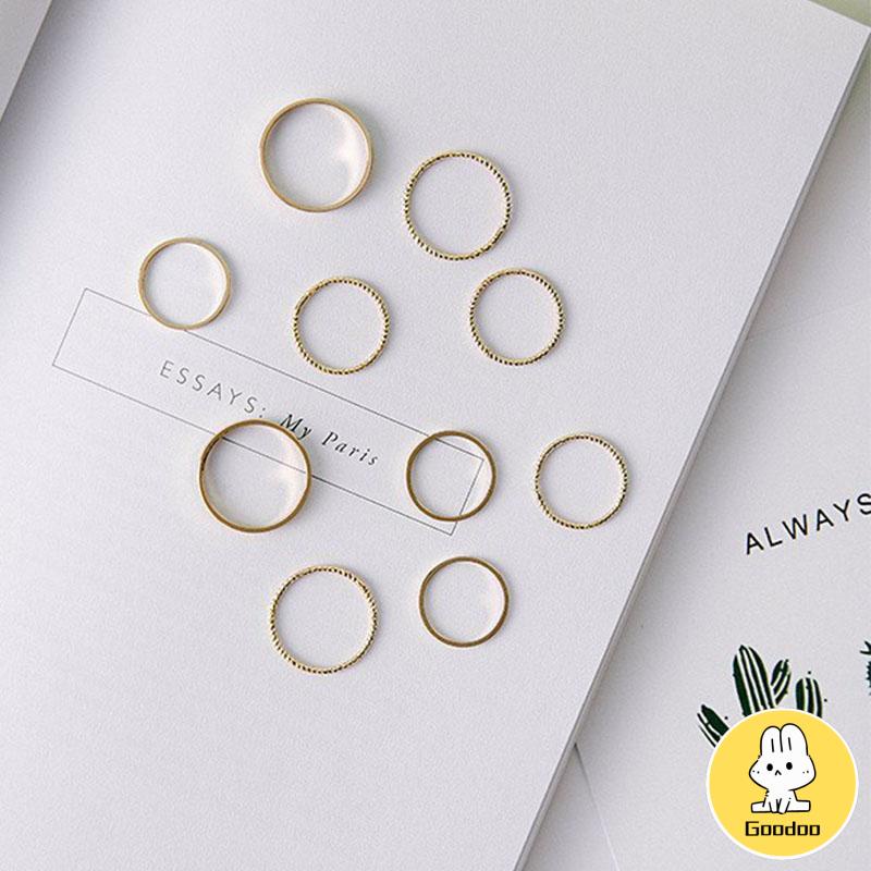 10pcs / Set Cincin Minimalis Gaya Korea Untuk Wanita -Doo