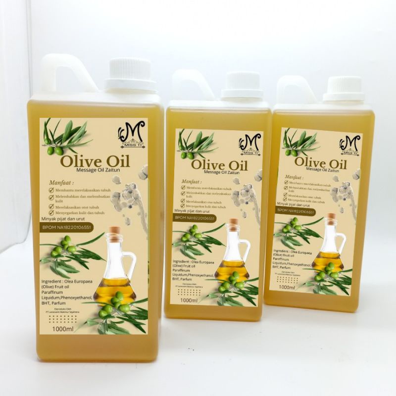 

JASMINE - 1 Liter minyak zaitun BPOM MURNI Miss Ti message oil zaitun free bouble wrap melembutkan kulit untuk campuran lulur dan masker