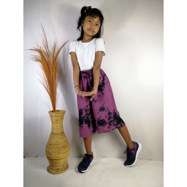 Celana Kulot 7/8 Rayon Tie Dye Anak (5-12 th) Free Scrunchies