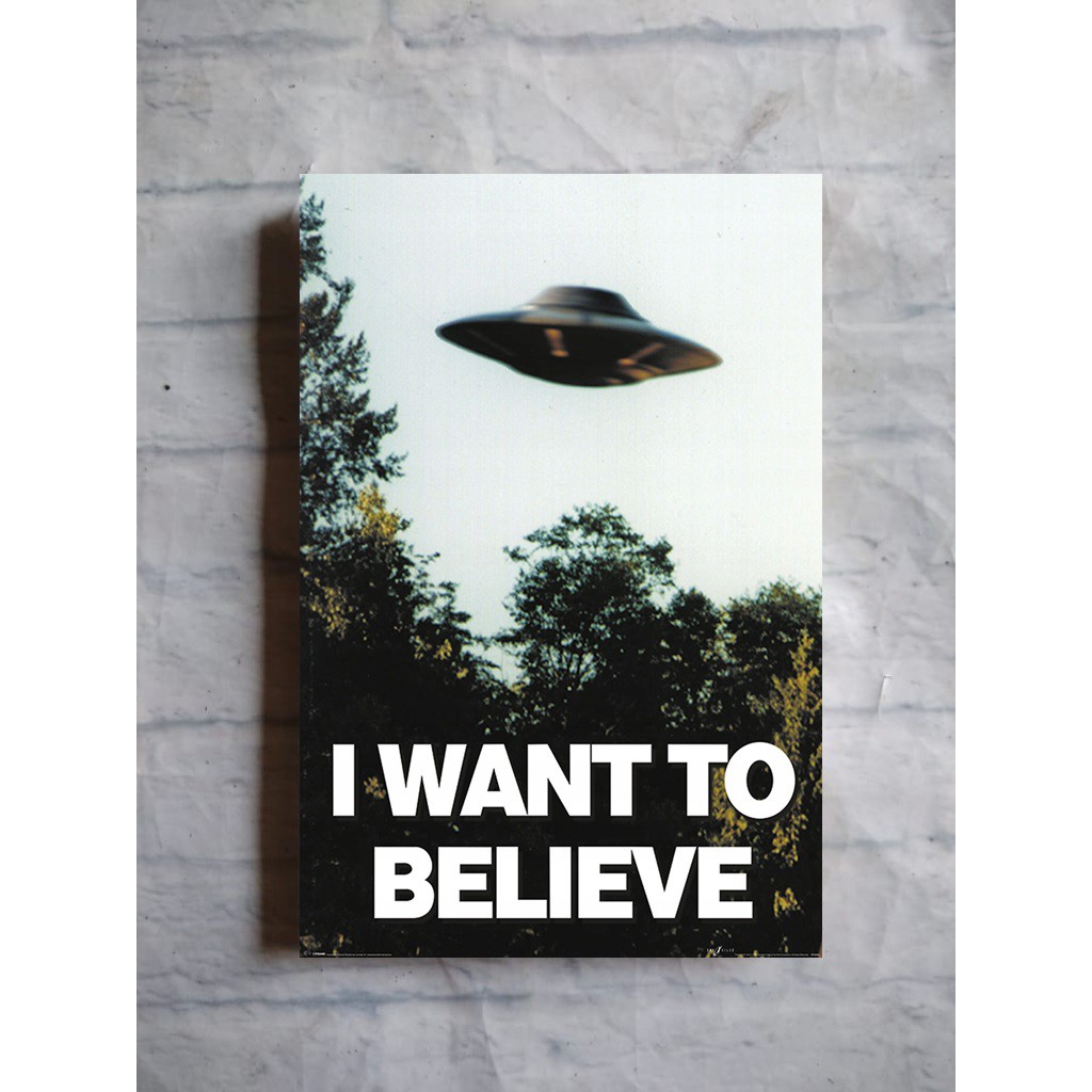Poster Gambar UFO i want to believe x files dekorasi dinding kayu home wall decor vintage klasik