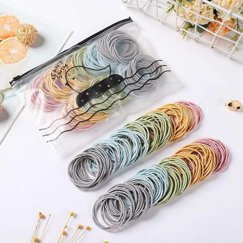 Ikat Rambut Korea I Can Swim isi 100 pcs Warna Warni-Mix 2