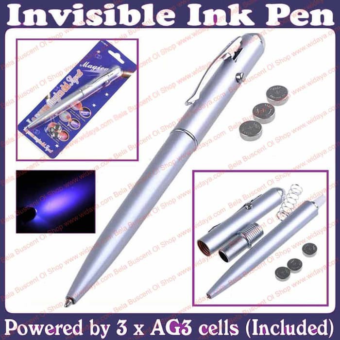 

TERLARIS Pulpen Pena Tinta Tak Terlihat Spy Invisible Ink Pen Read Wth UV Light