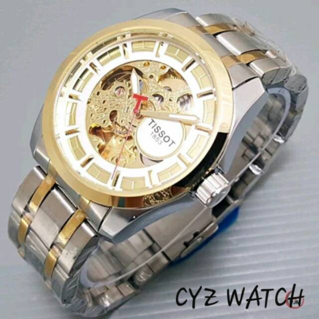 Jam Tangan Pria Elegan Exclusive TIS SOT MASTER AUTOMATIC Premium Watch Combi Gold