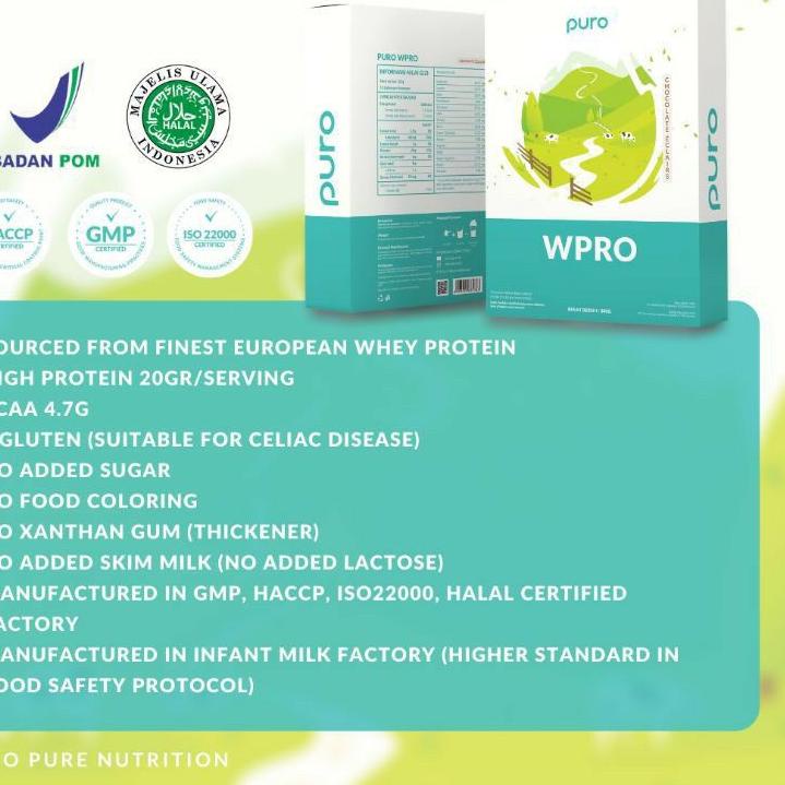 ♬ PURO WPRO WHEY W PRO PROTEIN 300 GRAM GR 10 SERVING SUSU PROTEIN GRASS FED PROTEIN GYM LOW FAT PUR