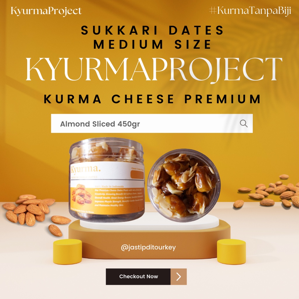 

KURMA KEJU ALMOND SLICED PREMIUM KEJU LUMER KYURMA PROJECT KURMA TANPA BIJI 500gr