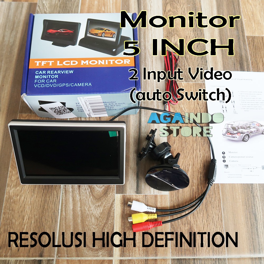 Monitor 5" LCD HD TFT 5 Inch Car TV Mobil untuk Kamera Mundur / Parkir DVD, VCD, Parabola, DLL