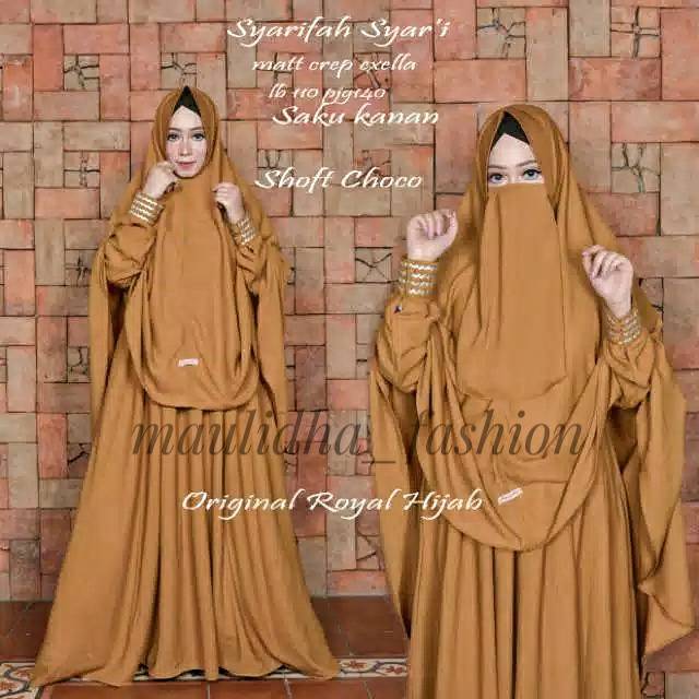 Syarifah syari/gamis syari/gami crepe/original royale hijab/gamis set khimar+cadar saku kanan/gamis