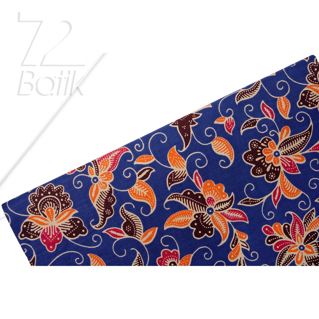 KAIN BATIK PREMIUM Bahan Katun Motif Kembang Clown Warna Biru 721948 Cap 72 Jarik Jarit Samping Kebat Panjang Batik Katun Modern Premium Bahan Seragam Batik Pernikahan Kantor Keluarga Murah Kamen Jadi Batik Bali Lembaran