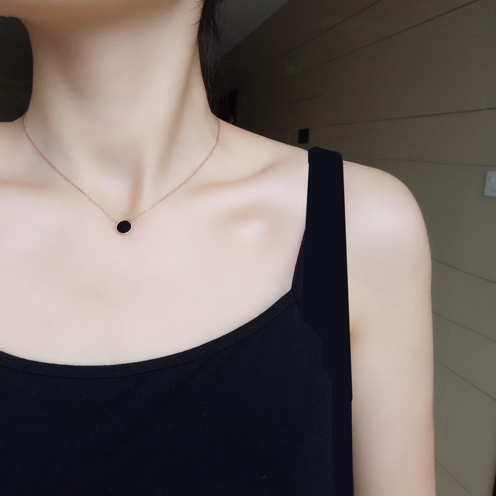 XiaoboACC Kalung Rantai clavicle Warna Rose Gold Bahan Titanium Steel untuk Wanita