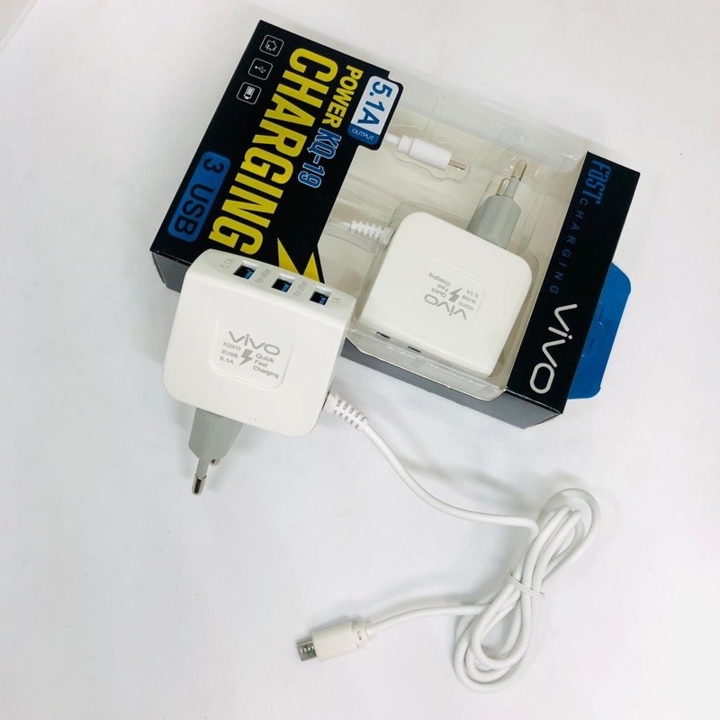 PROMO CHARGER BRANDED 3USB KQ19 PLUS KABEL MICRO HIGH QUALITY