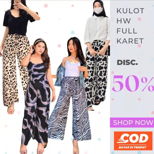 Celana kulot Rayon Panjang Dewasa Motif Macan