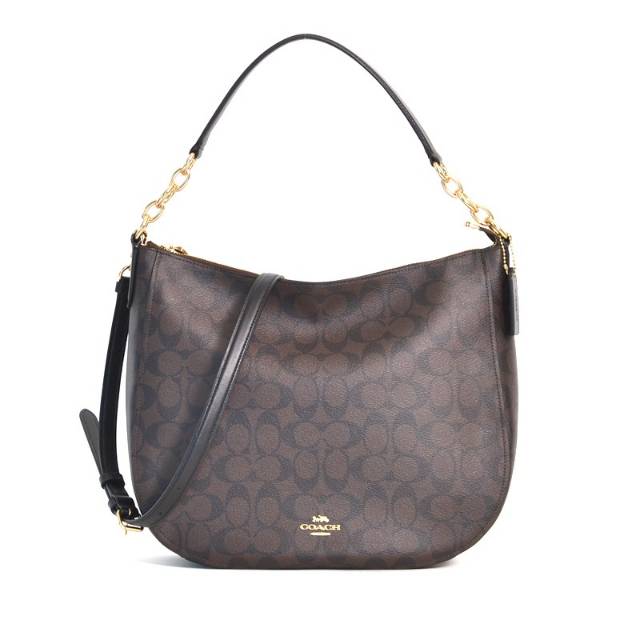 Tas Coach original Elle signature hobo bag brown black