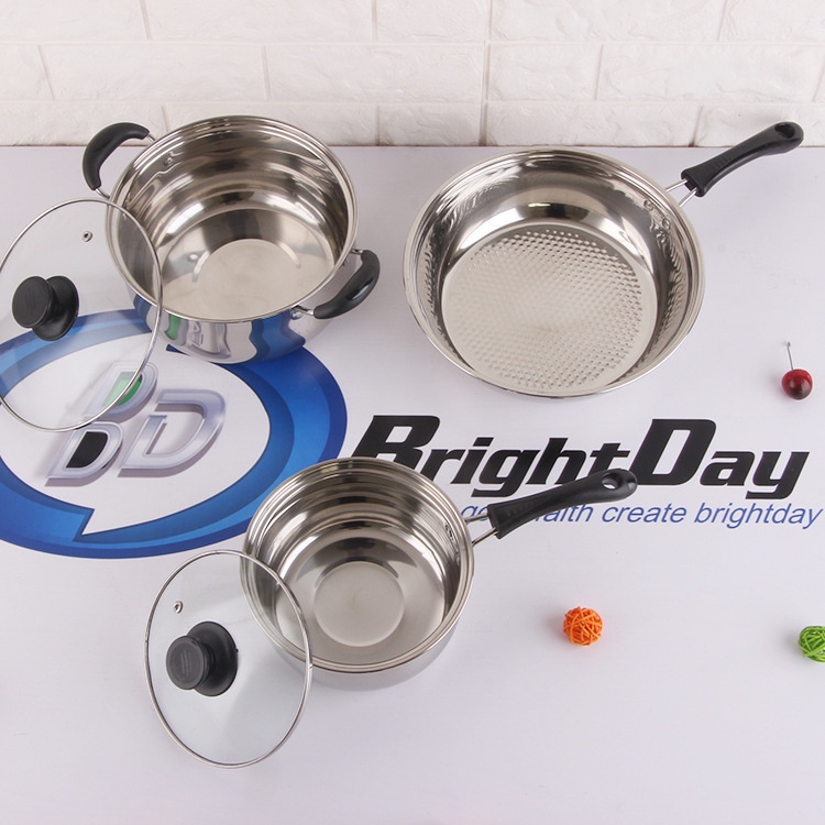 LMETJMA Set Panci Masak 3 in 1 Deep Frying Soup Pot Stainless Steel