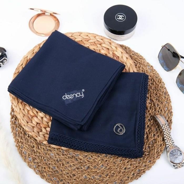 Jilbab Polos Liza Voal Jahit Tepi warna Navy by Deenay