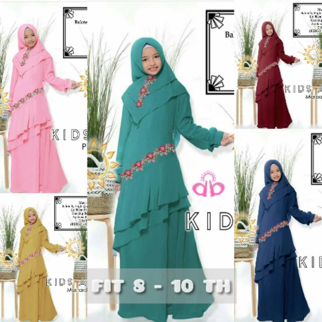 Baju Gamis Anak Syari 7 - 9 Tahun Baju Muslim Anak Perempuan Gamis Syari Anak Kids Afra Plus Hijab