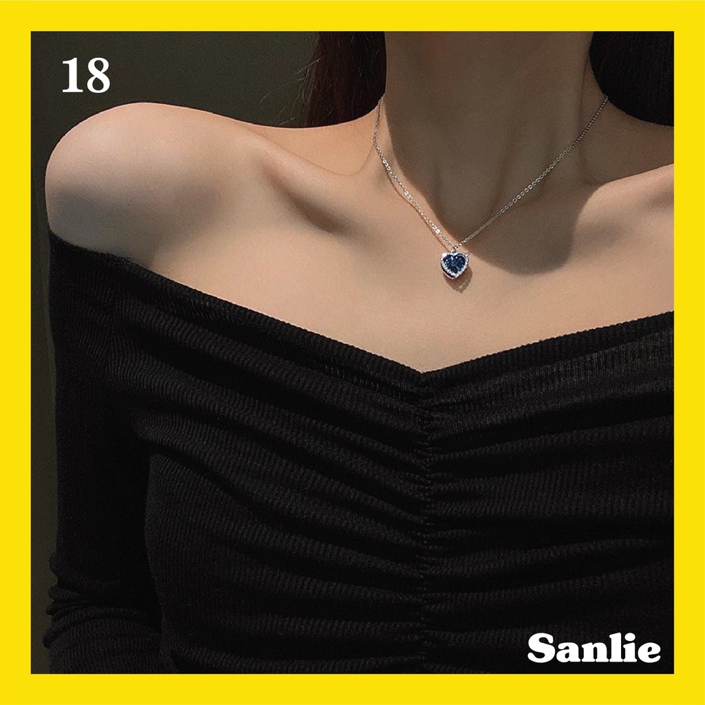 Sanlie Kalung Titanium Wanita Korea  Kalung Liontin Fashion Murah Model Diamond 18