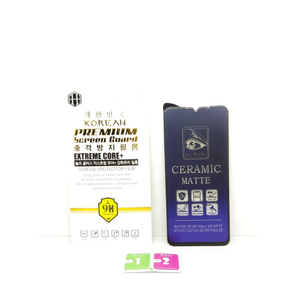 Ceramic MATTE Anti Blue OPPO A5 2020 A9 2020 6.5 Inchi Anti Gores Glare Full Layar No Sidik Jari