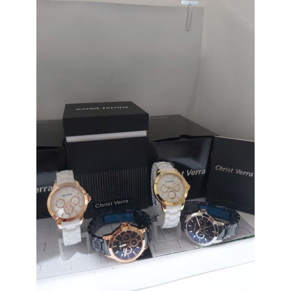 jam tangan wanita christ verra cv 10158l-52 wht keramik ceramic original CV 10158L-55 BLK ORIGINAL
