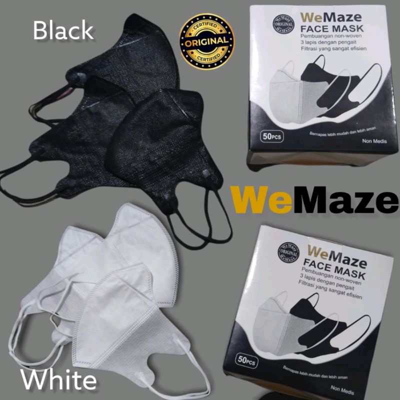 Masker duckbill Murah We Mask 3D we Maze Face Mask Hijab ada garis mirip sensi hitam putih