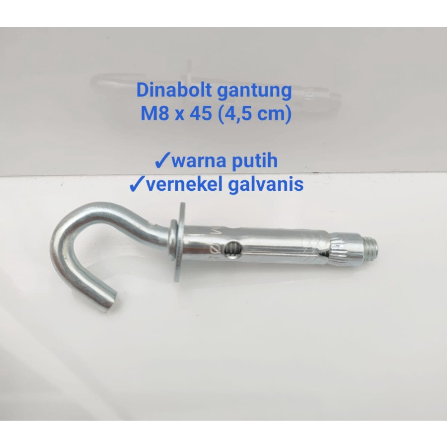 Dinabolt gantung M8 x 45 (4,5 cm) putih galvanis