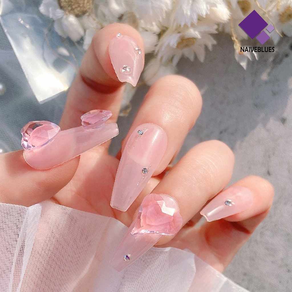 Naiveblue &gt; 10Pcs / Set Charms Berlian Imitasi Bentuk Hati Transparan Untuk Dekorasi Nail Art 3D