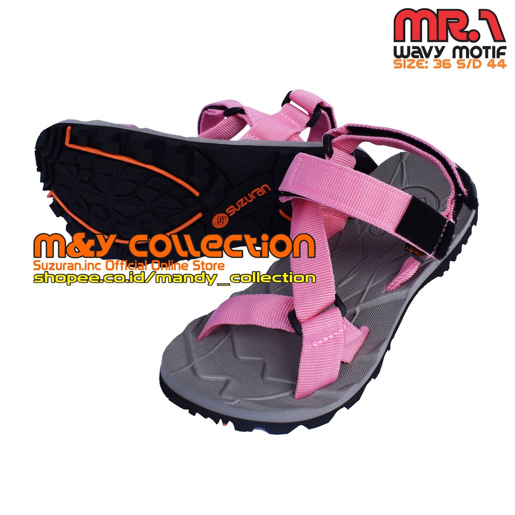 SUZURAN Sandal Edge X Grey Pink