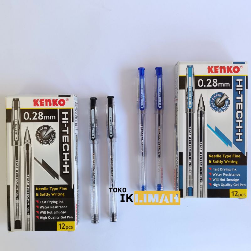 

KENKO Pulpen Gel Hi-Tech-H 0.28 mm Hitam - Biru / Pena Jel / Bolpen / 1 Box 12 Pcs