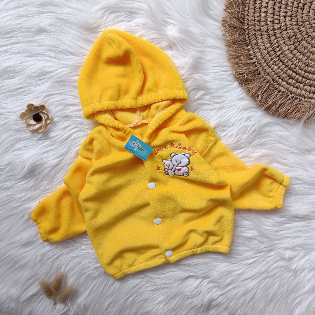 Jaket bayi kancing hoodie 3-12 bulan / jaket bayi lembut /jaket bayi halus