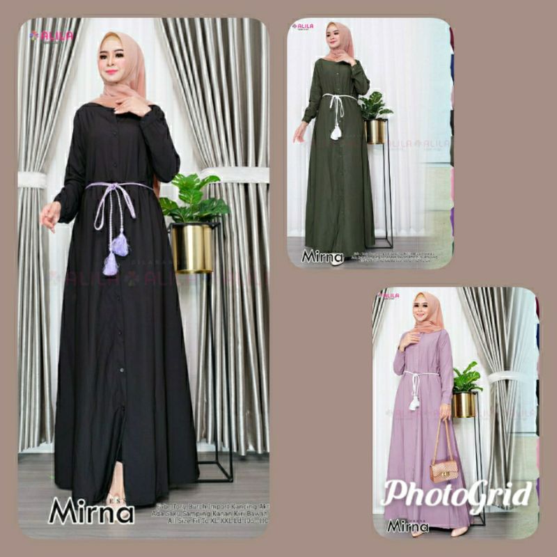 mirna dress gamis wanita/gamis polos/dress wanita murah/gamis simple