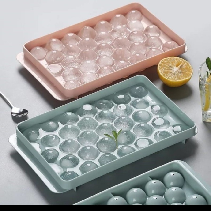 Cetakan es batu bulat 33 round ice cube tray puding coklat jelly dapur