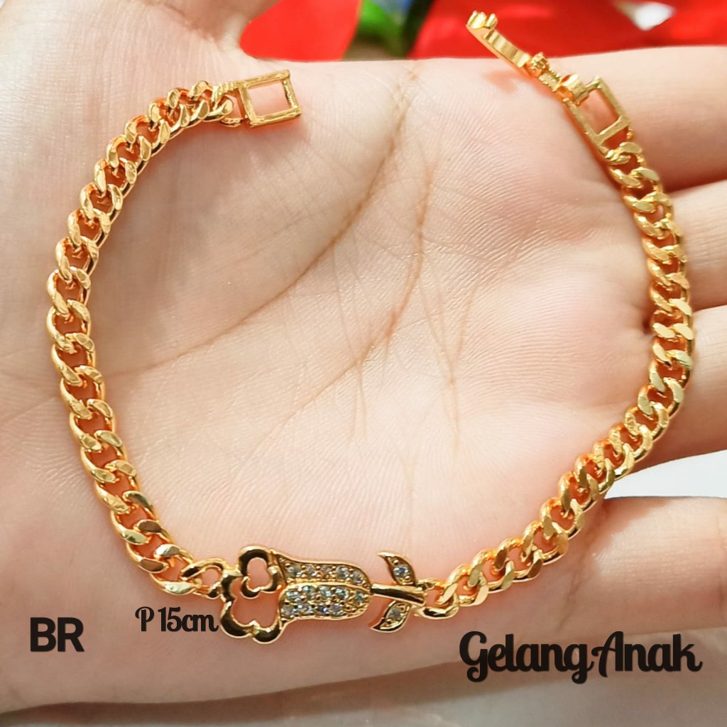 Gelang Anak TITANIUM Rantai Mata Varian motiff Perhiasan Anak Gold (COD)