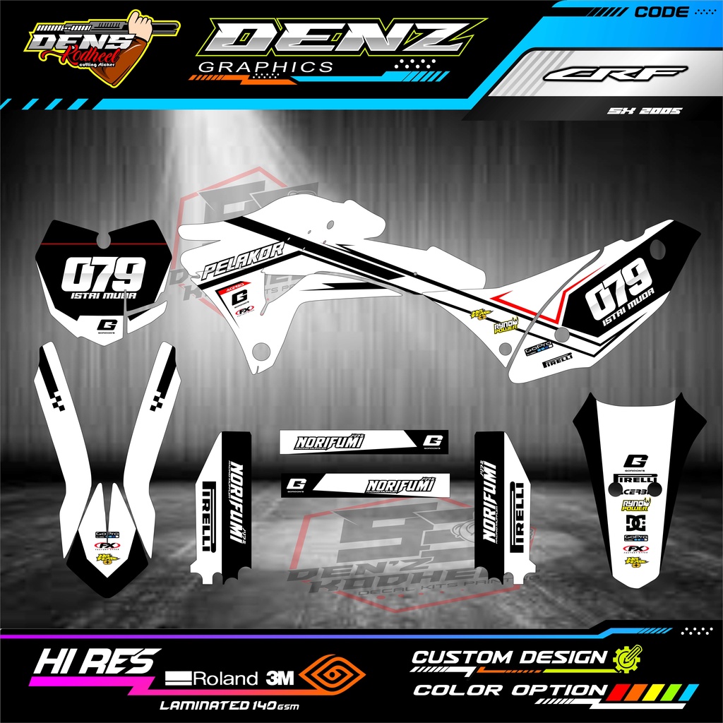 decal sticker klx gordon full body sticker klx gordon hitam putih