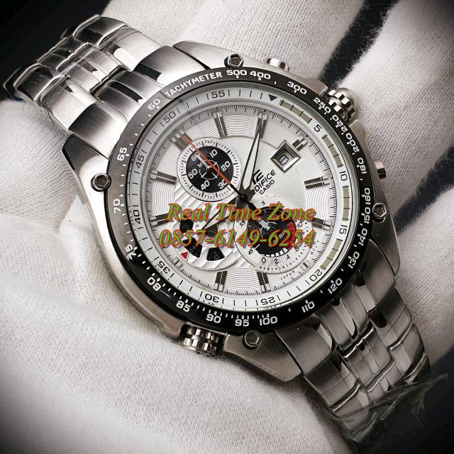 Sale Jam Tangan Grosir Real Casio Edifice EF 543 White Stainless Black Hadiah type EF543