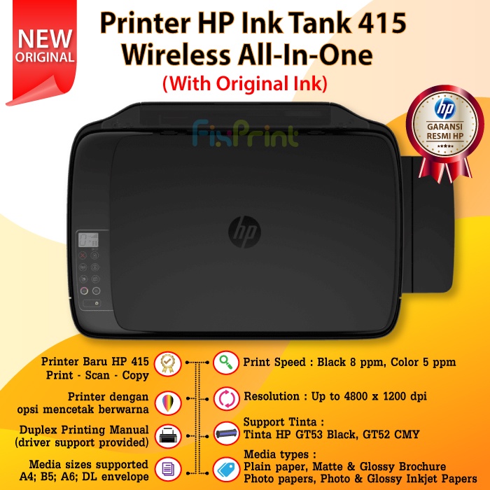 Printer 415 Print Scan Copy Ink Tank Werless A4 Garansi Resmi