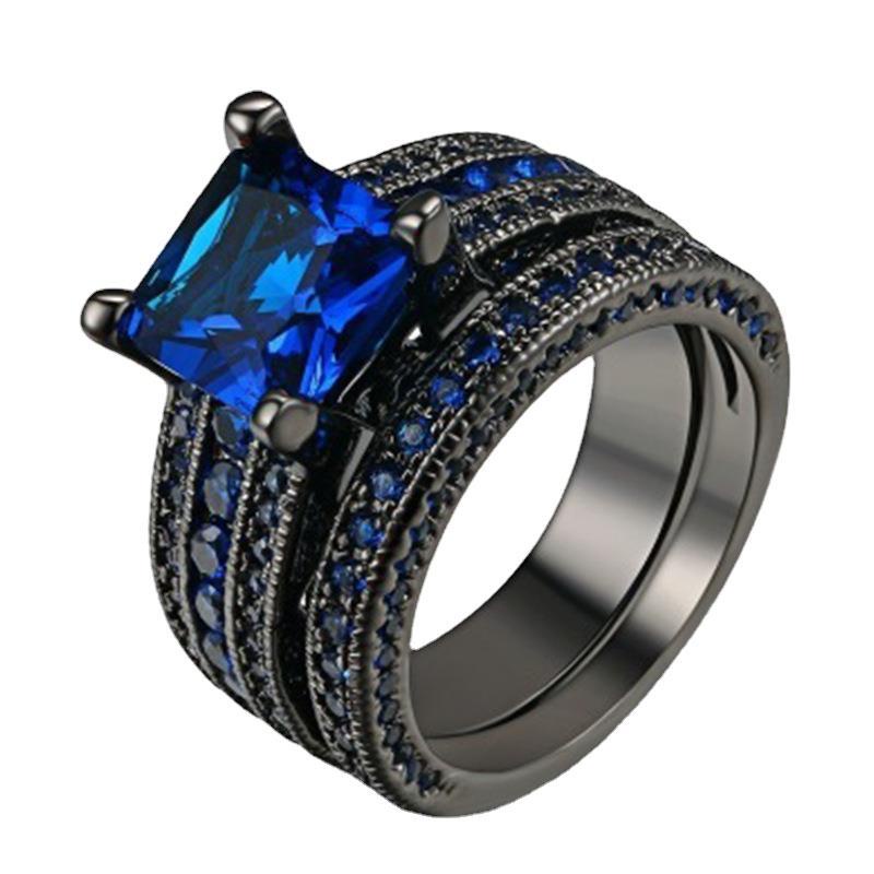 Cincin Pertunangan Bahan Stainless Steel Lapis Emas Hitam Gaya Vintage Untuk Pria Dan Wanita