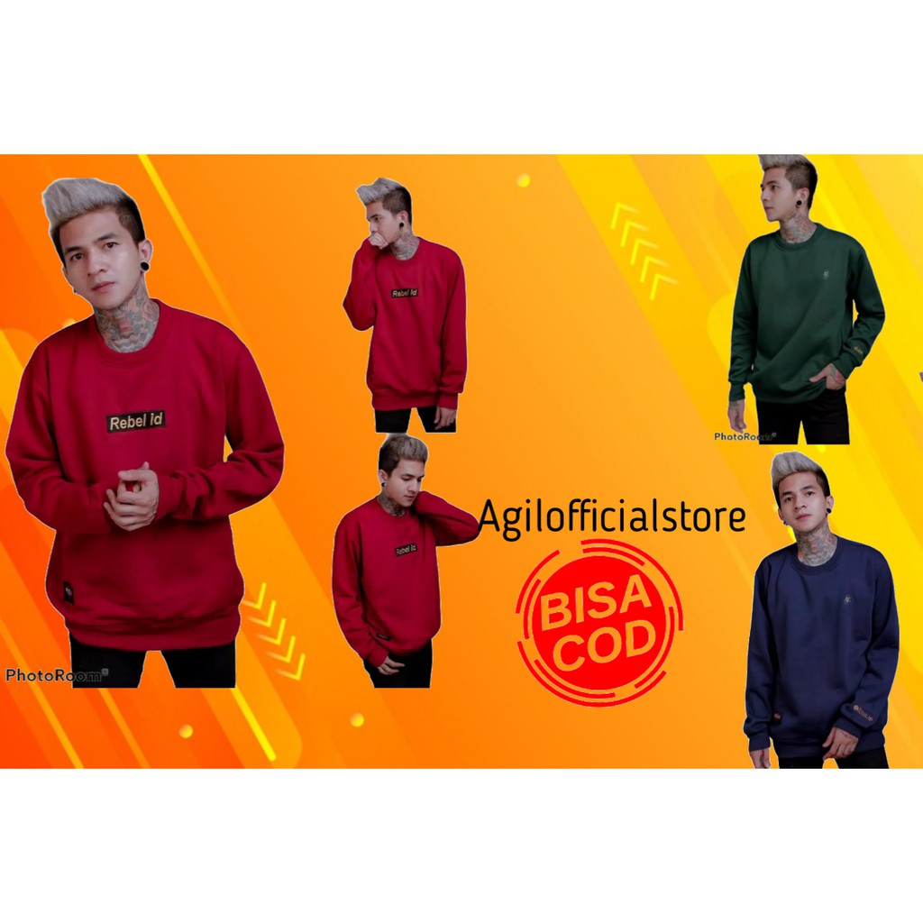 (SIAP KIRIM) Sweater Polos Rebel id Pria Wanita Original