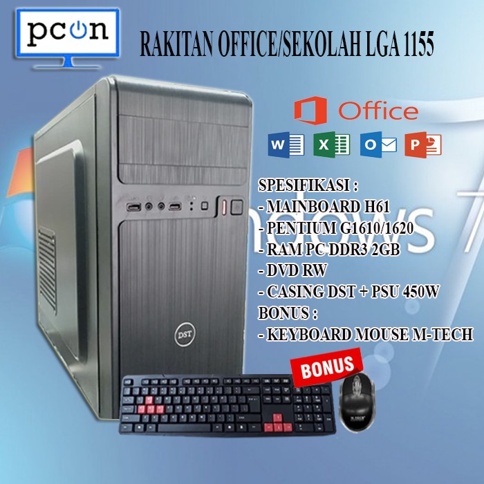 PC RAKITAN PC KOMPUTER OFFICE/SEKOLAH LGA 1155